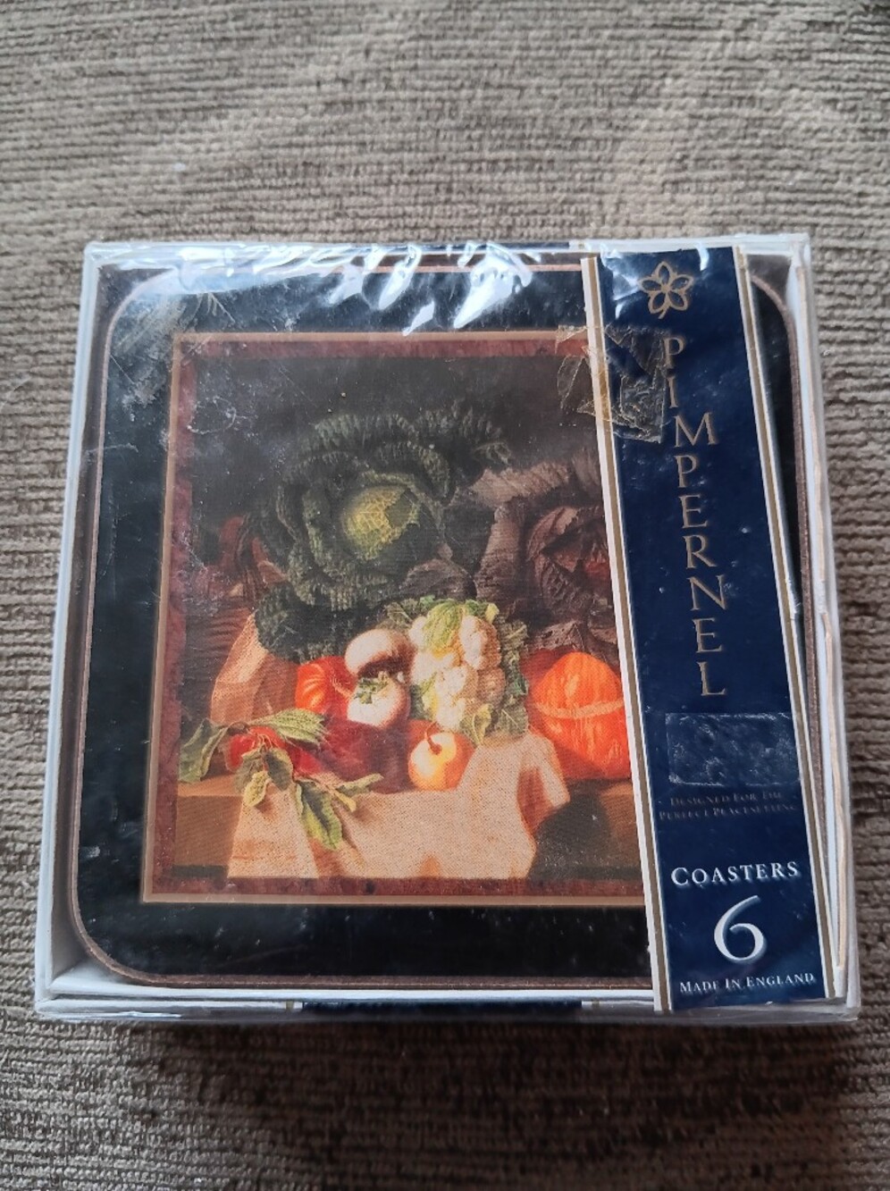 Pimpernel Dark Blue and Multicolor Still Life Coasters (Set of 6)